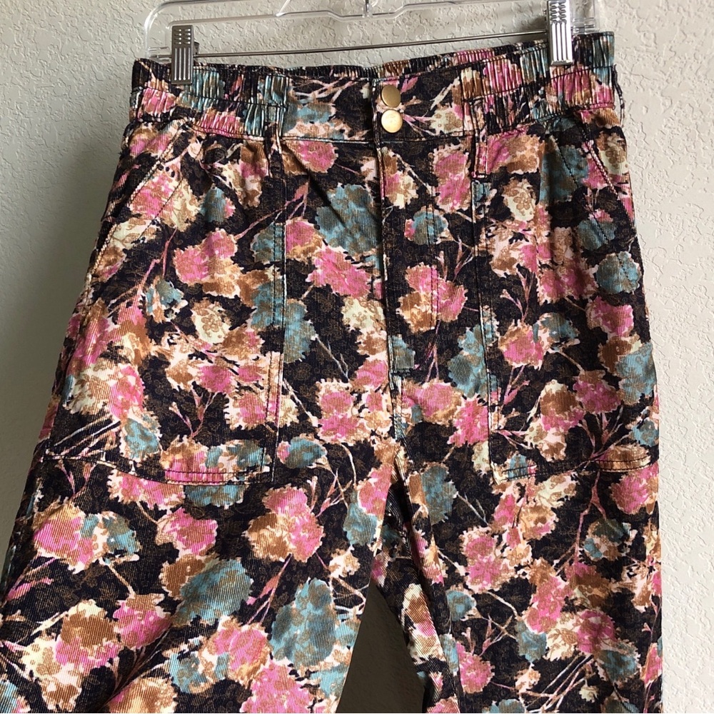 Anthropologie Anisa Floral Corduroy Joggers Pants Petite - Picture 3 of 14